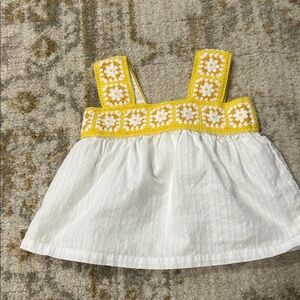 Haute Hippie Kids Style Yellow and White Floral Crochet Toddler Shirt